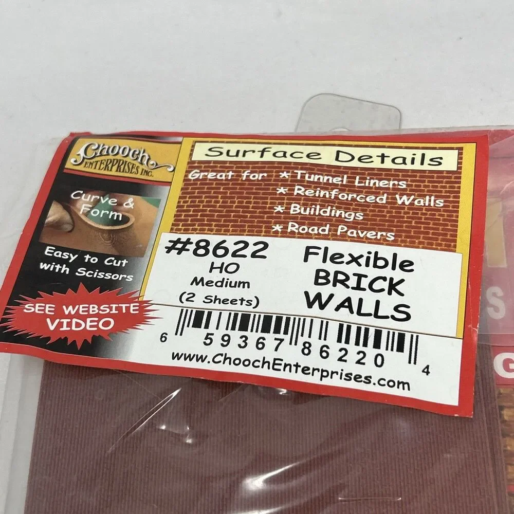 Chooch Enterprises 8622 HO Scale Flexible Brick Walls 2 Sheets in Pack